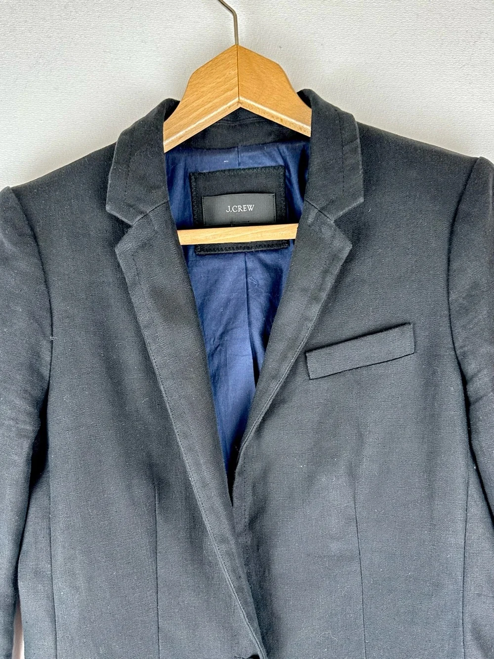 J Crew Linen Blazer Jacket Lined Office Career Minimalist